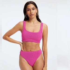 Good American ALWAYS FITS METALLIC BIKINI SWIM SCOOP TOP Sz 1/2